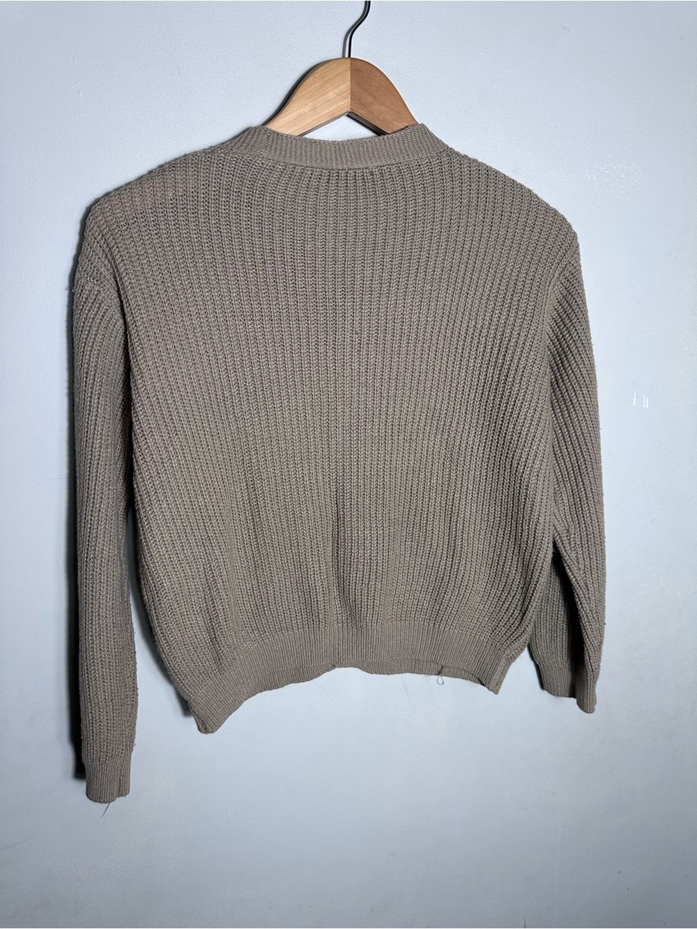 Taupe Ribbed Button-Front Cardigan - Picture 4 of 5